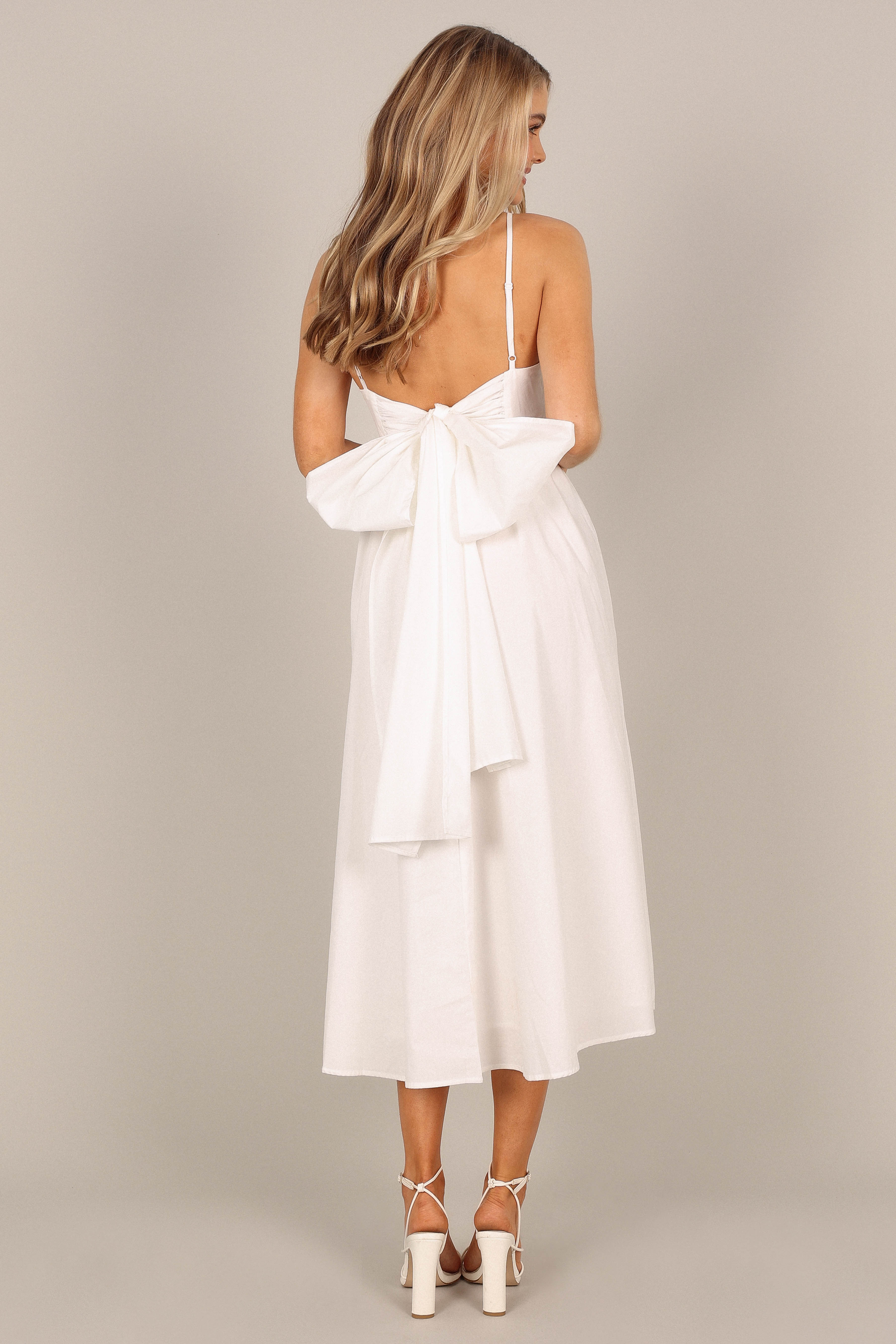 Alice Bow Back Midi Dress - White