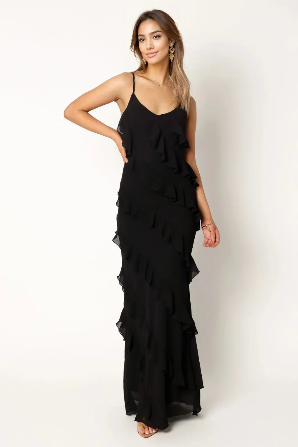 Ciao Ruffles Maxi Dress - Black