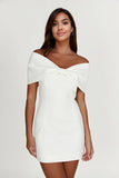 Gwyneth Off Shoulder Bow Mini Dress - White