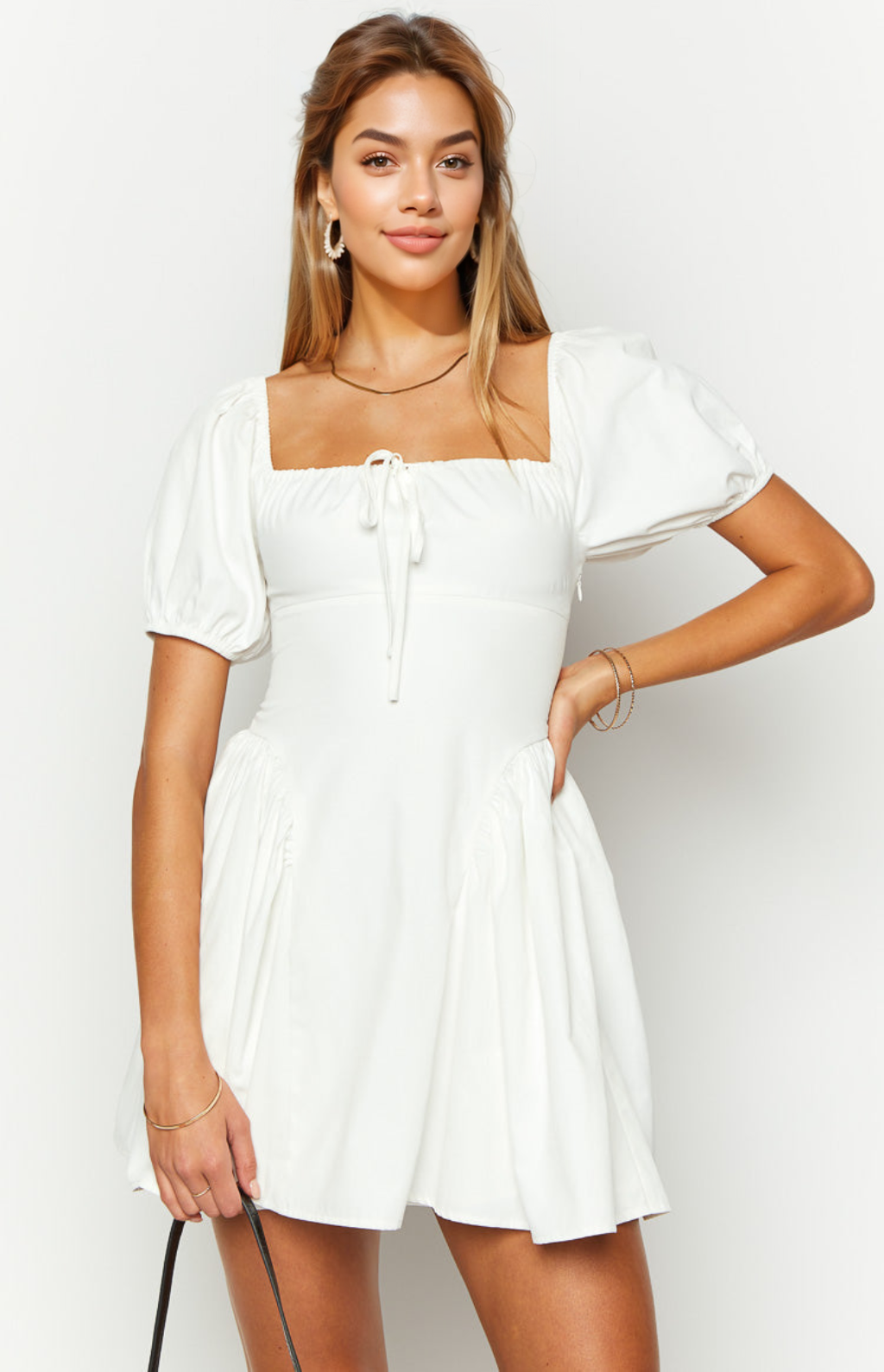 Emma White Puff Sleeve Mini Dress