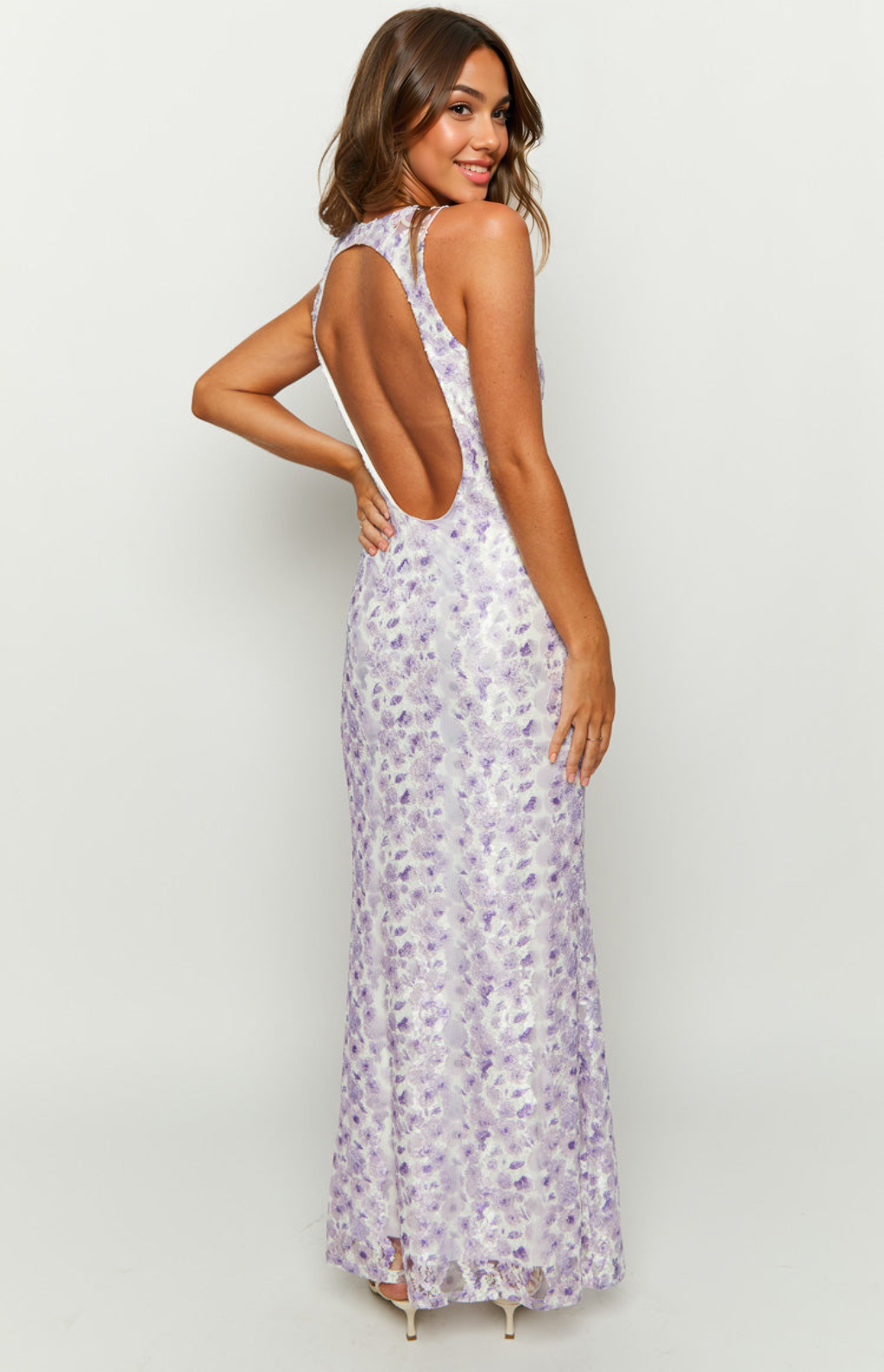 Farida Purple Lace Maxi Dress