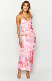 Inara Pink Floral Print Ruffle Maxi Dress