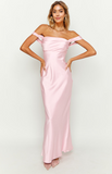 Ella Light Pink Off Shoulder Formal Maxi Dress